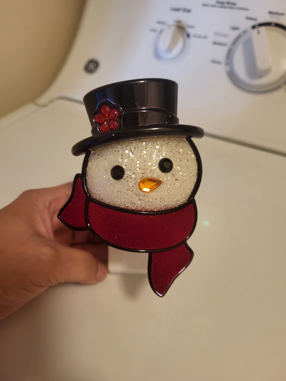 Glitter Snowman Night Light Scent Warmer with Burgundy Scarf